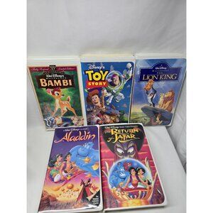 Disney VHS Tape Lot  Aladdin, Return Of Jafar, Toy Story, Bambi, The Lion King